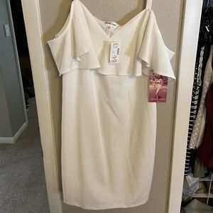 White cold shoulder dress